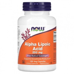 Товары для здоровья, спорта и фитнеса NOW Alpha Lipoic Acid 250mg   (120 vcaps)
