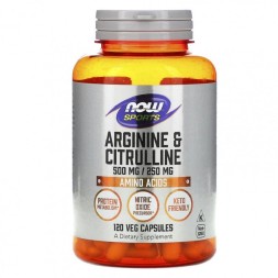 Спортивное питание NOW Arginine &amp; Citrulline 500/250 мг  (120 капс)