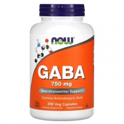 БАДы для мужчин и женщин NOW NOW GABA 750 mg 200 vcaps  (200 vcaps)