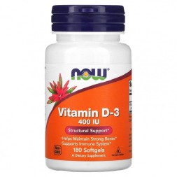 Витамин Д (Д3) NOW Vitamin D3 400IU(10mcg)  (180 softgels)