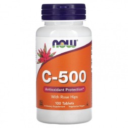 Отдельные витамины NOW C-500 with Rose Hips  (100 таб)