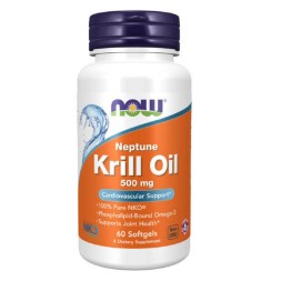 БАДы для мужчин и женщин NOW Krill Oil 500 mg  (60 Softgels)